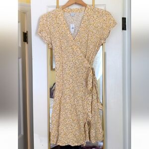 Floral Wrap Dress in Yellow by [Brand]